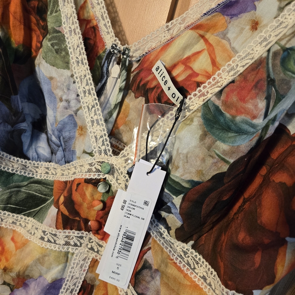 NWT | Alice + Olivia Floral Mini Dress | Size 6 | Multicolored | Wedding Guest - Picture 7 of 8